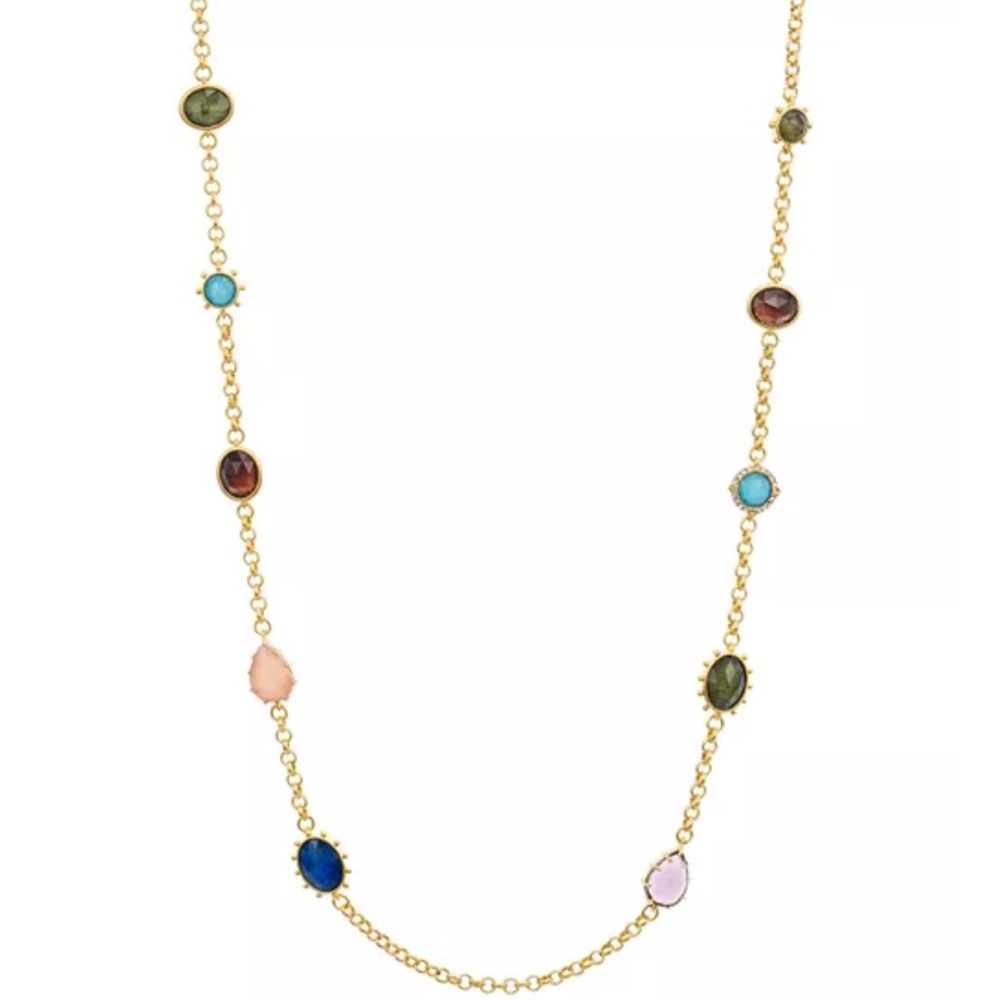 kate spade new york Scatter Multicolor Stone Station Necklace, 39"